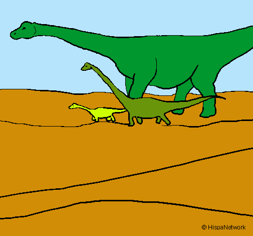 Dibujo Familia de Braquiosaurios pintado por JuliaXJ9