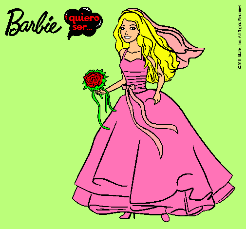 Dibujo Barbie vestida de novia pintado por molybella