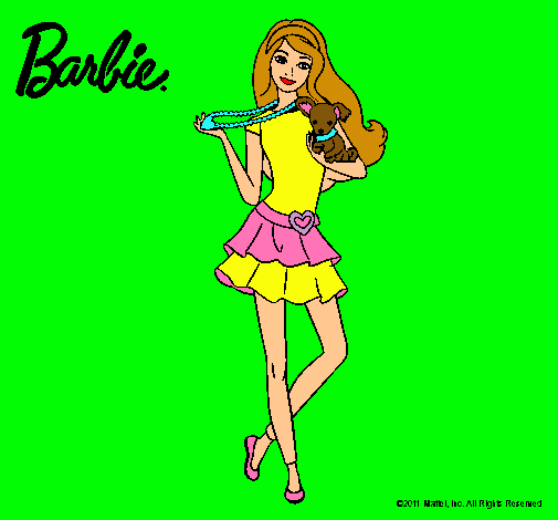 Dibujo Barbie y su mascota pintado por naipí