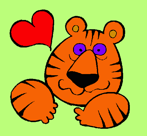 Dibujo Tigre loco de amor pintado por Jesu