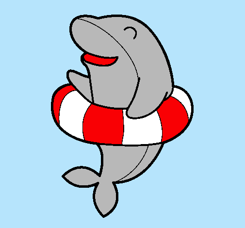 Dibujo Delfín con flotador pintado por MACARENA_21