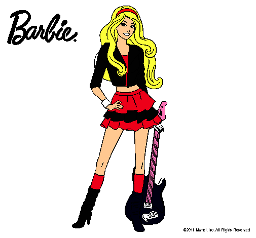 Dibujo Barbie rockera pintado por anrea