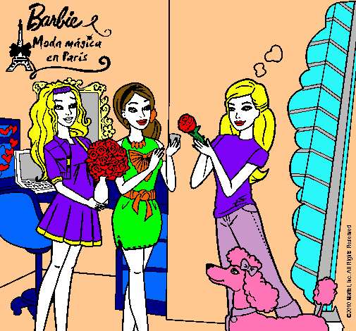 Dibujo Barbie de compras con sus amigas pintado por anavi