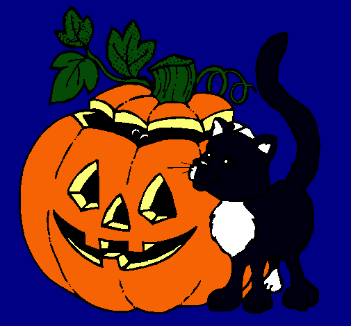 Dibujo Calabaza y gato pintado por shaaron