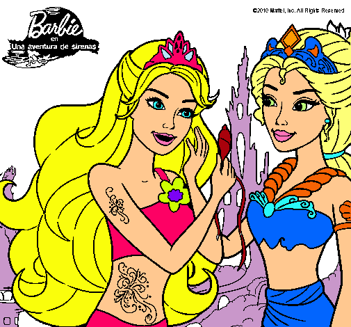 Dibujo Barbie se despiede de la reina sirena pintado por vanetxu