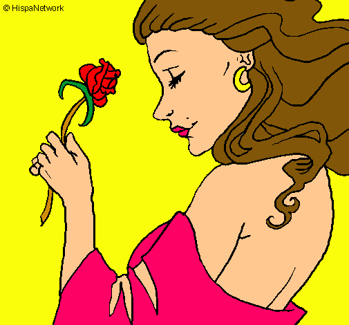 Dibujo Princesa con una rosa pintado por Salo_happy