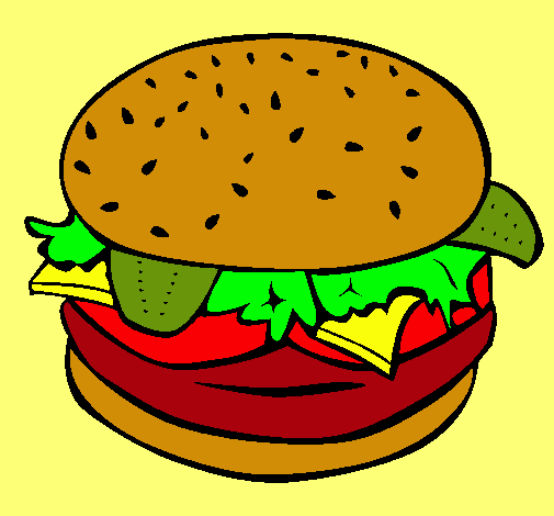 Dibujo Hamburguesa completa pintado por Qamilaa29