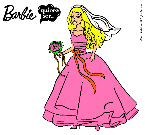 Dibujo Barbie vestida de novia pintado por pagra