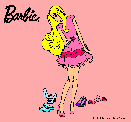 Dibujo Barbie y su colección de zapatos pintado por _Danae_