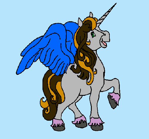 Dibujo Unicornio con alas pintado por lucianaper