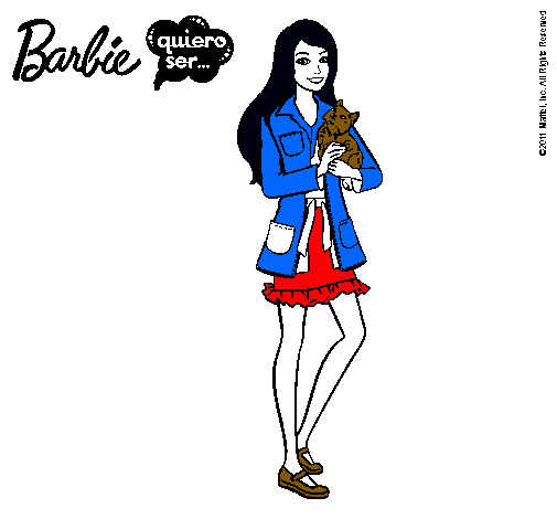 Dibujo Barbie con un gatito pintado por Anagrdz