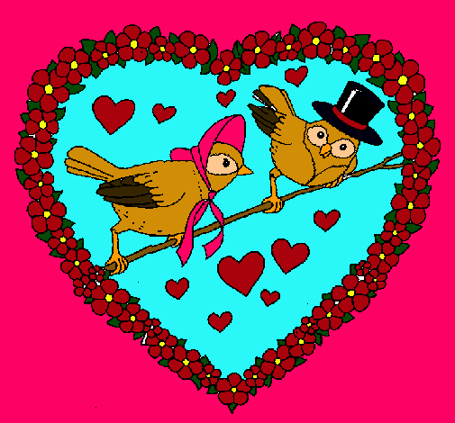 Dibujo Corazón con pájaros pintado por karlaanette