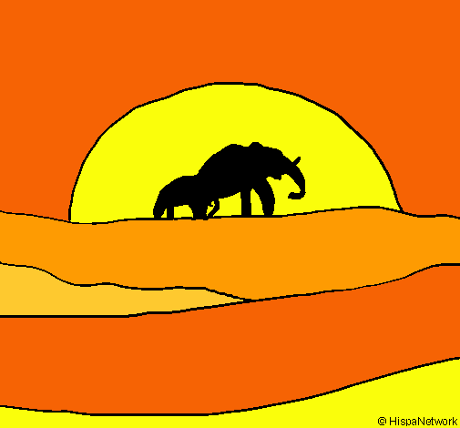Dibujo Elefante en el amanecer pintado por agus041020