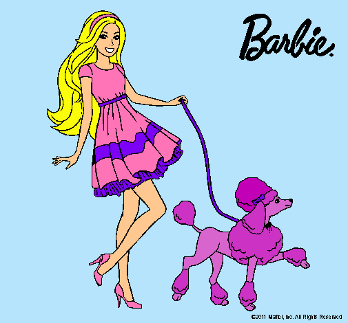 Dibujo Barbie paseando a su mascota pintado por lexmary64