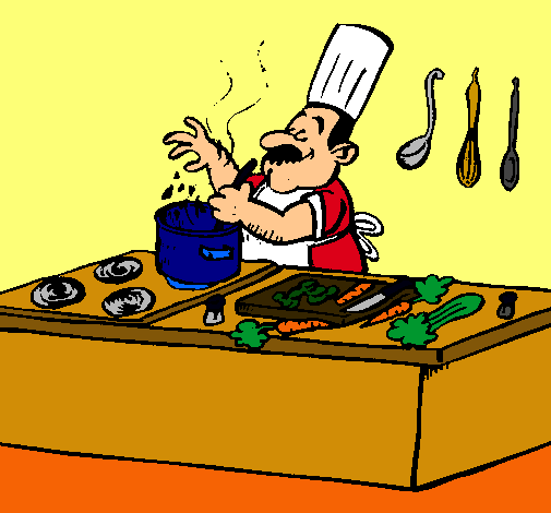 Dibujo Cocinero en la cocina pintado por karlaanette