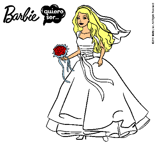Dibujo Barbie vestida de novia pintado por javieritax