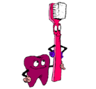 Dibujo Muela y cepillo de dientes pintado por alic