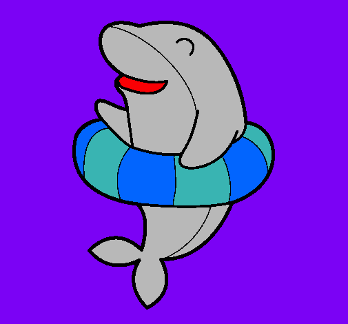 Dibujo Delfín con flotador pintado por nere_wapa