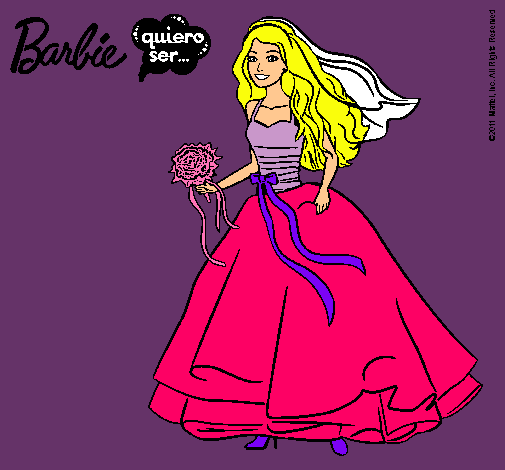 Dibujo Barbie vestida de novia pintado por lucialarubia