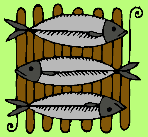 Dibujo Pescado a la brasa pintado por kiiara