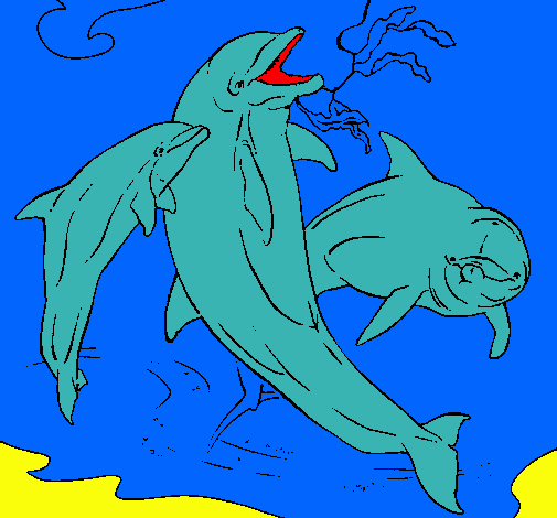 Dibujo Delfines jugando pintado por octa