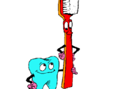 Dibujo Muela y cepillo de dientes pintado por cronn