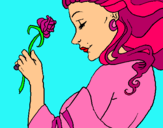 Dibujo Princesa con una rosa pintado por Martina100