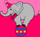 Dibujo Elefante encima de una pelota pintado por dumbo