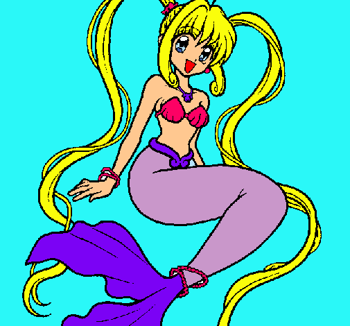 Dibujo Sirena con perlas pintado por sunday
