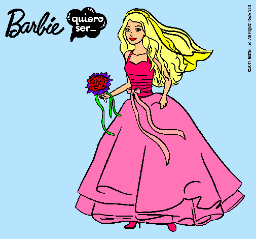 Dibujo Barbie vestida de novia pintado por mill