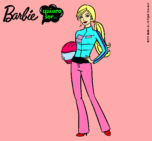 Dibujo Barbie piloto de motos pintado por denisa