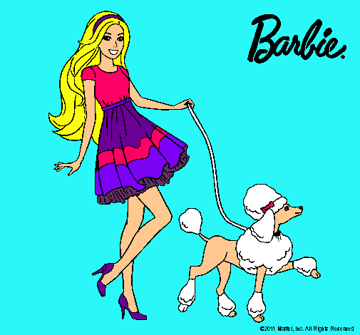 Dibujo Barbie paseando a su mascota pintado por natyloqui1