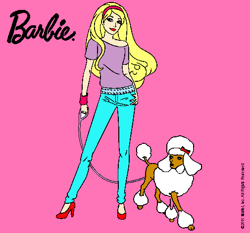 Dibujo Barbie con look moderno pintado por denisa