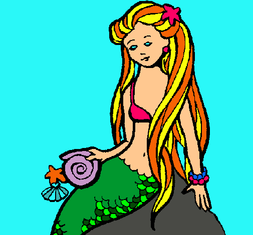 Dibujo Sirena con caracola pintado por sunday