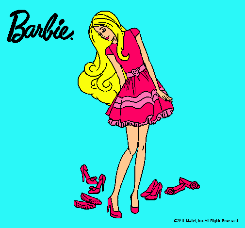 Dibujo Barbie y su colección de zapatos pintado por isamp
