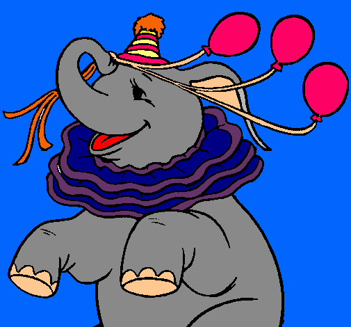 Dibujo Elefante con 3 globos pintado por roci11