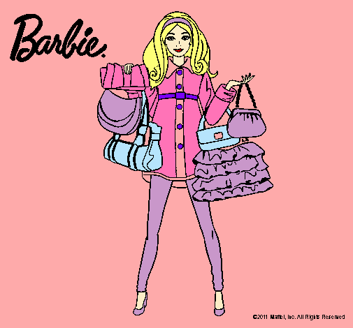 Dibujo Barbie de compras pintado por denisa