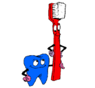 Dibujo Muela y cepillo de dientes pintado por DANIEA