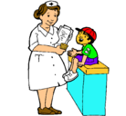 Dibujo Enfermera y niño pintado por arielo