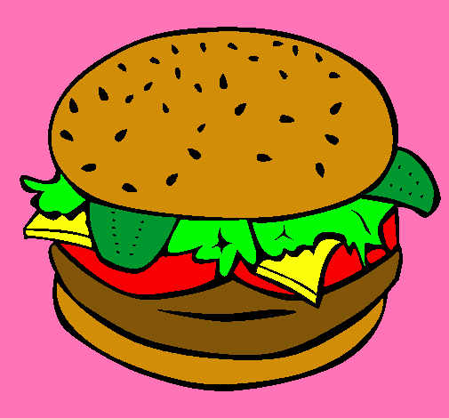 Dibujo Hamburguesa completa pintado por yesi