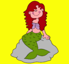 Dibujo Sirena sentada en una roca pintado por LUIYI