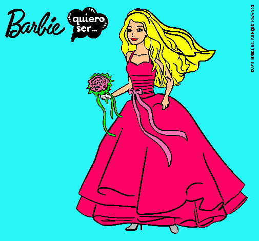 Dibujo Barbie vestida de novia pintado por kikita