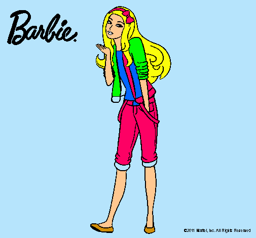 Dibujo Barbie con look casual pintado por lauravera