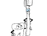 Dibujo Muela y cepillo de dientes pintado por titntina