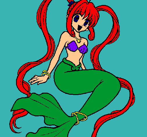 Dibujo Sirena con perlas pintado por Meliiii