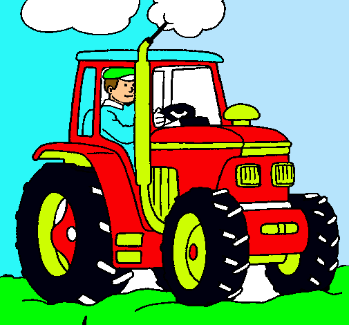 Dibujo Tractor en funcionamiento pintado por francovecc