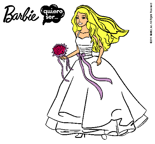 Dibujo Barbie vestida de novia pintado por princessamorosa