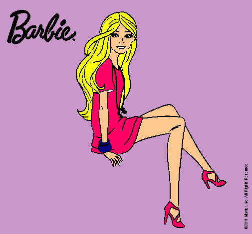 Dibujo Barbie sentada pintado por maria11