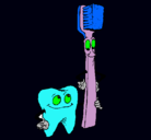 Dibujo Muela y cepillo de dientes pintado por jbhb