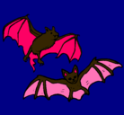 Dibujo Un par de murciélagos pintado por rojo